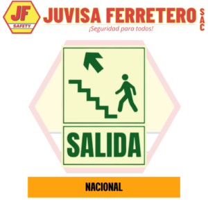 SEÑAL VINIL FOTOLUMINISCENTE SALIDA ESCALERA 20x30 ARRIBA IZQUIERDA