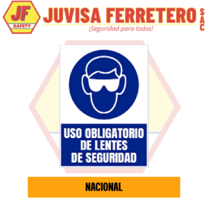 SEÑAL VINIL USO OBLIGATORIO DE LENTES DE SEGURIDAD 20x30