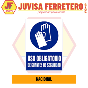 SEÑAL VINIL USO OBLIGATORIO DE GUANTES DE SEGURIDAD 20x30