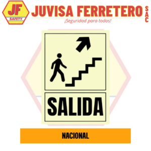 SEÑAL VINIL FOTOLUMINISCENTE SALIDA ESCALERA ARRIBA DERECHA 20x30